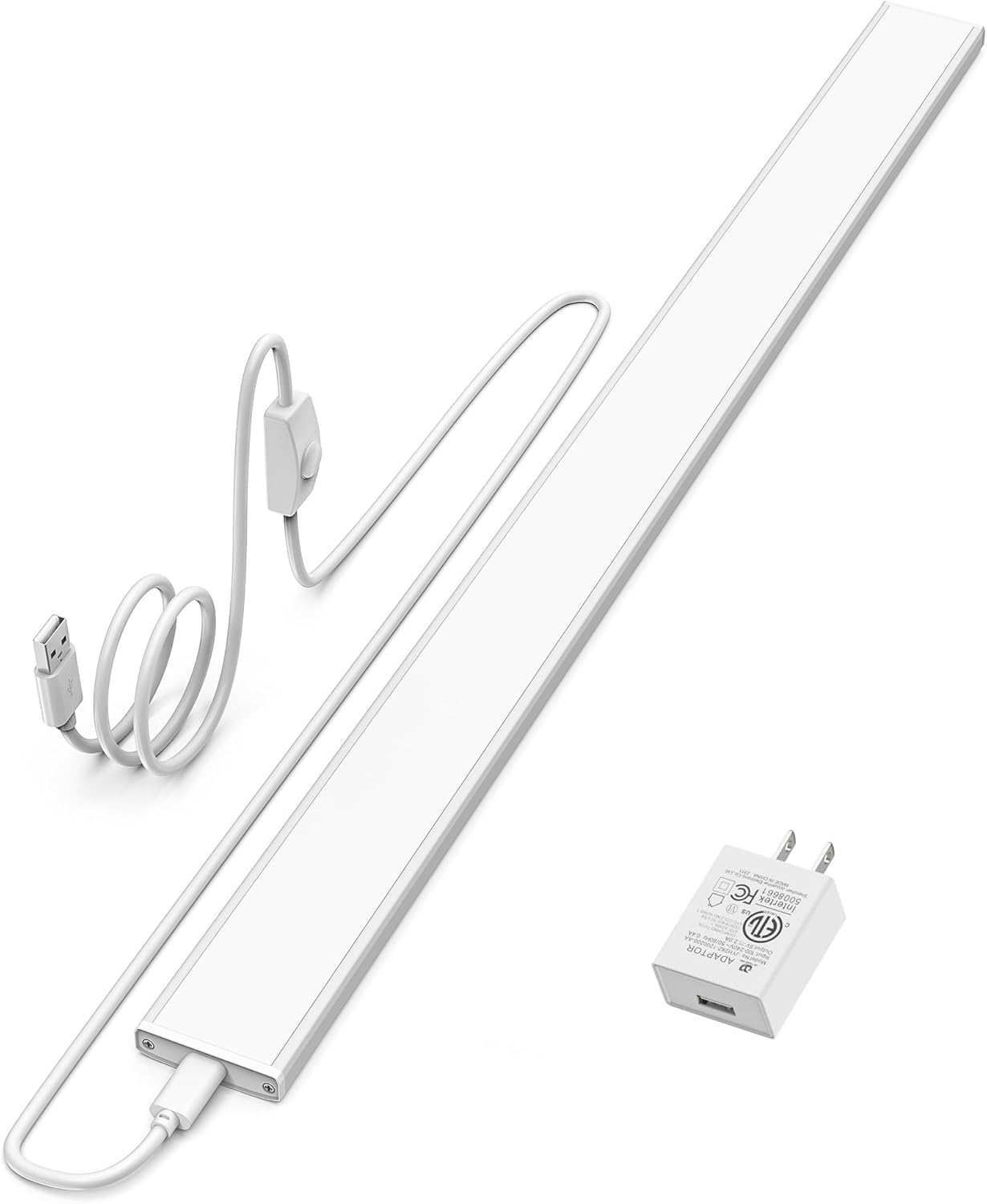ASOKO Under Cabinet Led Lighting, 12 Inch Light Strip Bar, Daylight White 5000K Dimmable Plug in USB Light, Small Thin Led Under Counter Lighting for Kitchen/Room/Shelf/Desk/Display Case