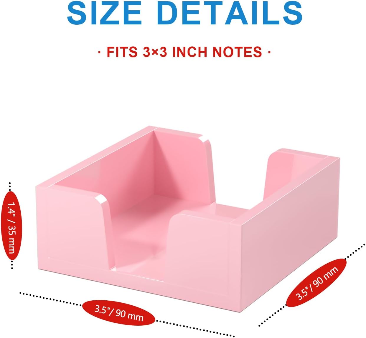 WINFFOR Acrylic Notepad Holder Dispenser - 3x3 in Sticky Note Memo Holder for Desk Organizer (W/O Pads) Office Desk Accessories School Supplies, Crystal Clear