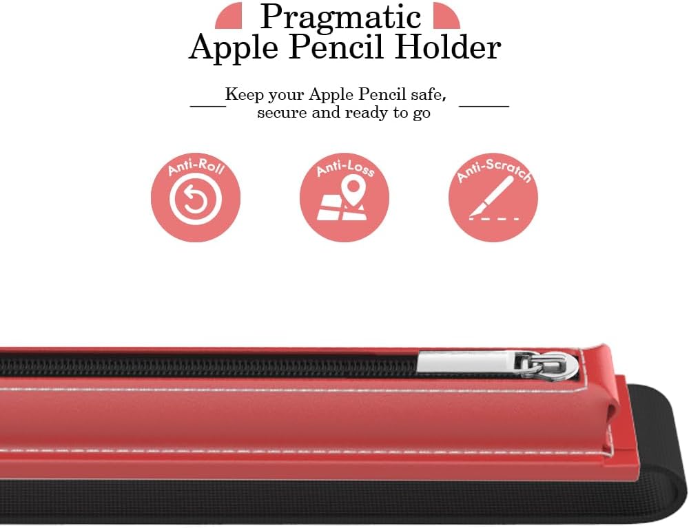 MoKo Pencil Case Fit Apple Pencil Pro, iPencil (USB-C), Apple Pencil 1st/2nd Generation, Stylus Pencil Sleeve PU Leather Zipper Pouch with Elastic Band for 9.7"-12.9" Tablet, Space Gray