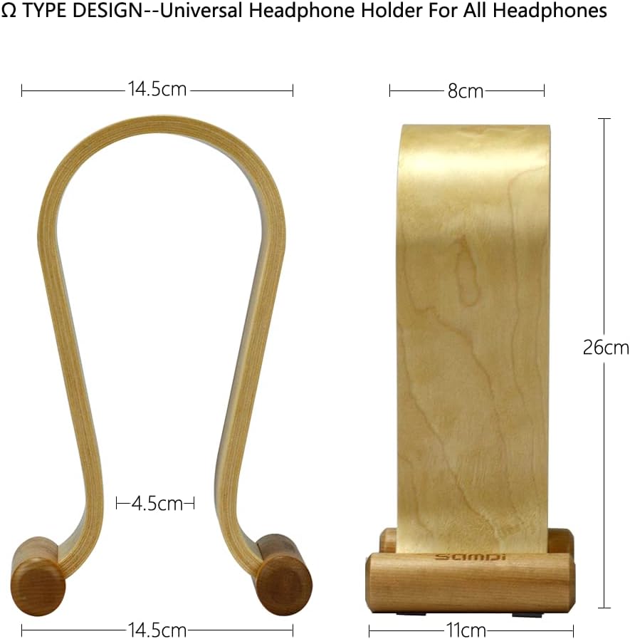 SAMDI Wood Headphone Stand, Headphone Holder Wood Headset Stand Compatible for Sony, Bose, Shure, Jabra, JBL, AKG Gaming Headphones Display et. (Walnut)