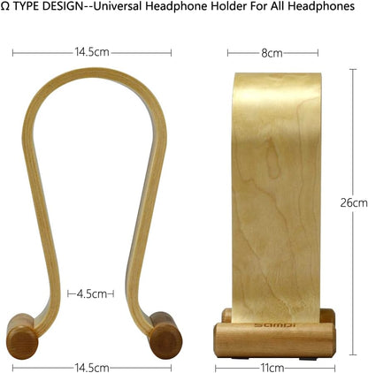 SAMDI Wood Headphone Stand, Headphone Holder Wood Headset Stand Compatible for Sony, Bose, Shure, Jabra, JBL, AKG Gaming Headphones Display et. (Walnut)
