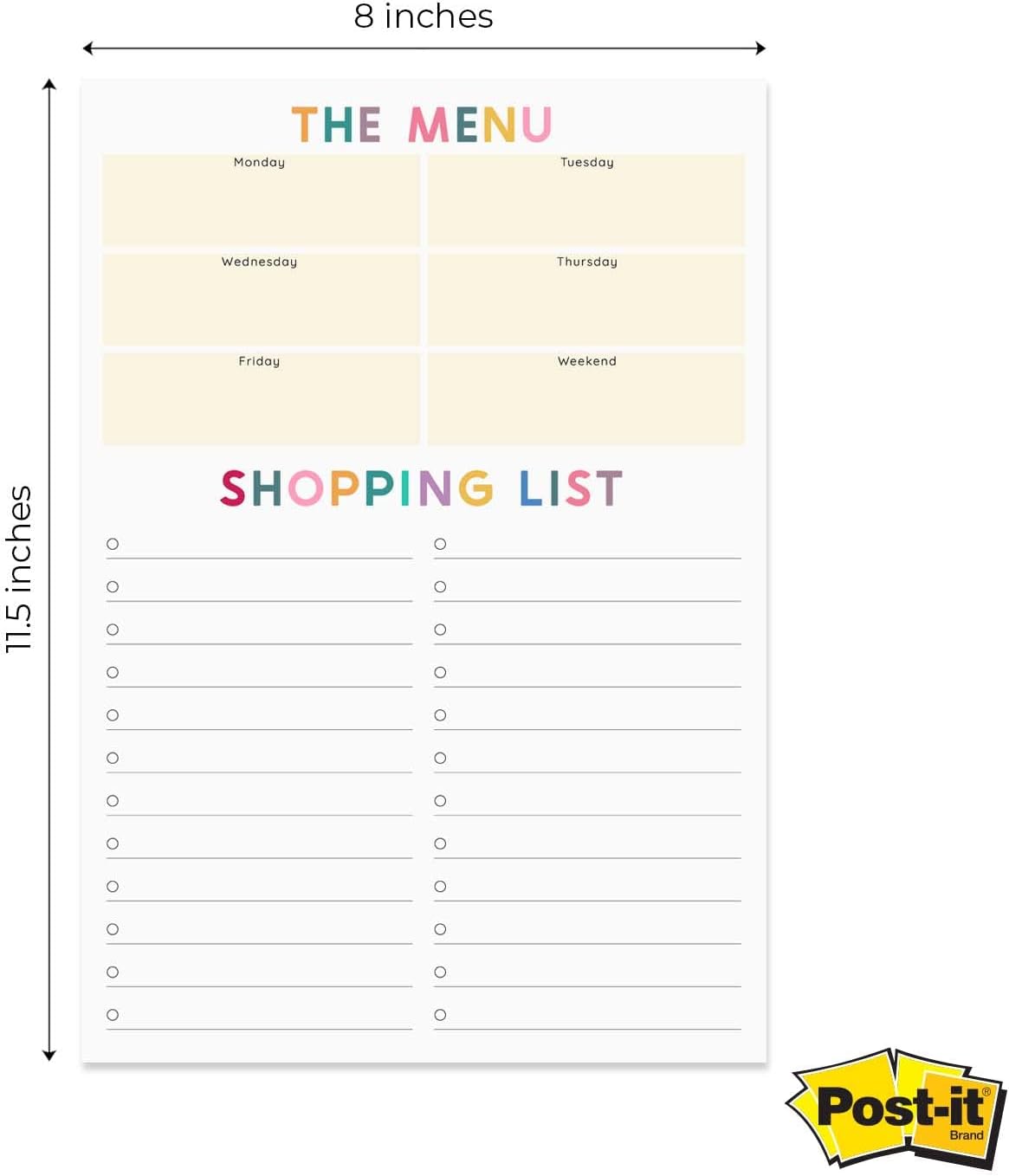 Modern Habit Tracker Sticky Note Pad / 50 Sheets / 8" x 11.5" Positive Habit List Sticky Notes/Weekly Accountability Checklist/Made in The USA