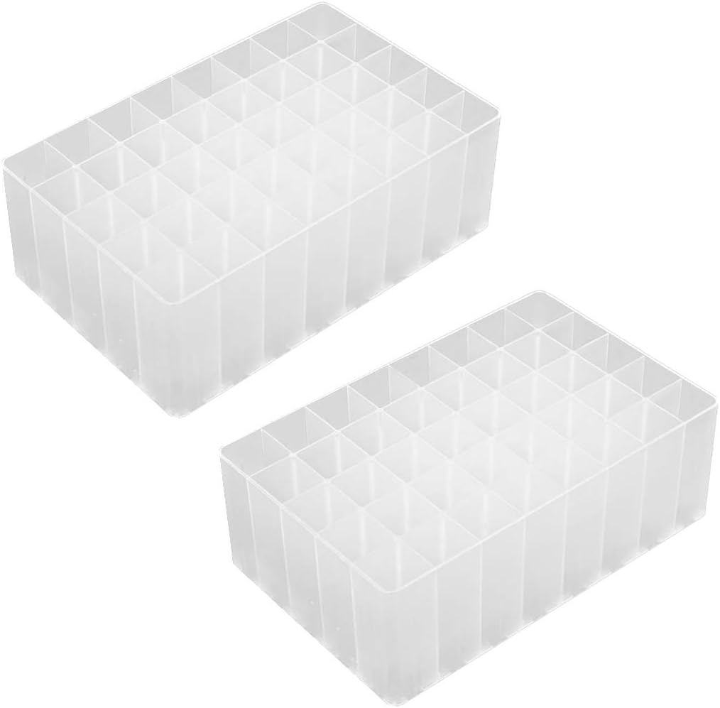 Chris.W 2 Pack 40-Slot Art Markers Pen Holder Desk Stand Organizer Storage Tray Marker Empty Storage Pack(Clear)