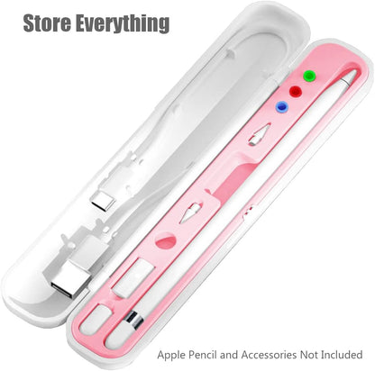 YINVA Pencil Case for Apple Pencil 1st/2nd Generation, Holder and Storage Box for iPad Pencil Accessories, Tips (Pink)