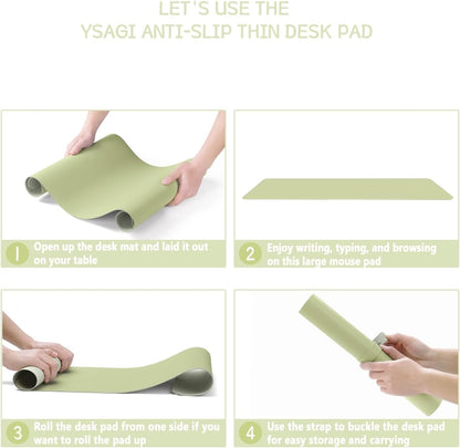 YSAGi Non-Slip Leather Desk Pad, Waterproof Laptop Computer Desk Keyboard Mat, Table Protector Blotter Mat, Large Mouse Pad for Office/Work/Home/Decor(Black, 31.5" x 15.7")