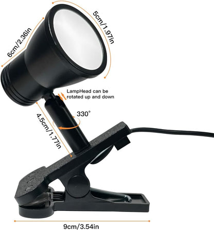 LUJOLUMIN Clip Lamp, Mini Portable 360° Rotation Clamp on Lamp for Bed/Bedside Headboard/Table/Bunk/Desk/Shelf, 3 Color Temperature Options, 10 Dimmable Brightness Levels for Reading (5W)