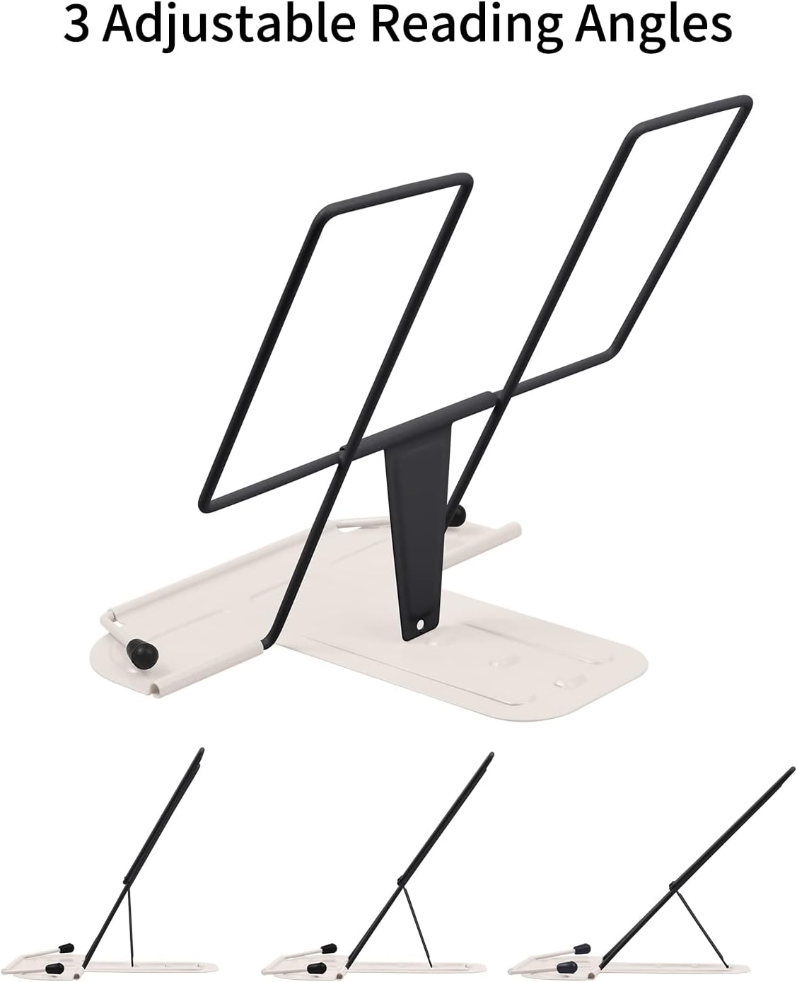 Metal Book Stand for Desk, Adjustable Reading Rest Book Holder, Portable Cookbook Documents Holder, Sturdy Typing Stand for Recipes Textbooks Tablet Music Books with Page Clips (Green)