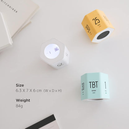 Mooas Multi-Hexagon Clock Cube, Digital Clock, Pomodoro Timer with Backlight 12/24H Count up & Countdown, Flip Timer, Various Time Presets - Ideal for Classroom, Gym, Office (Yellow)