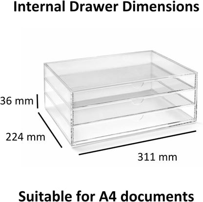 Osco X-Small Clear Acrylic Triple Drawer, (X-Small), A3274