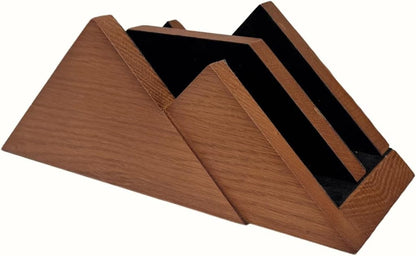 Dual Laptop Holder Vertical Stand 2 Slots Wooden - Dark Brown (Walnut Color) - Vertical Holder for Desk, MacBook Pro & Air, Desktop Organizer Made of Natural Wood, Adjustable Stand for Notebooks