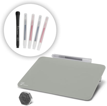 TOWON Small Glass Dry Erase Board, Desk White Board with Standing, Mini Whiteboard Easel Pad Set, Stenography Artifact for Office, Home and School Supplies, 8x6 Inches, Black