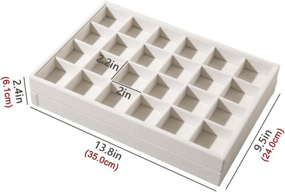 Coward Sunglass Organizer, Beige Velvet Glasses Trays - Eyeglasses Watches Jewelry Display - Men Women (8 Grids)