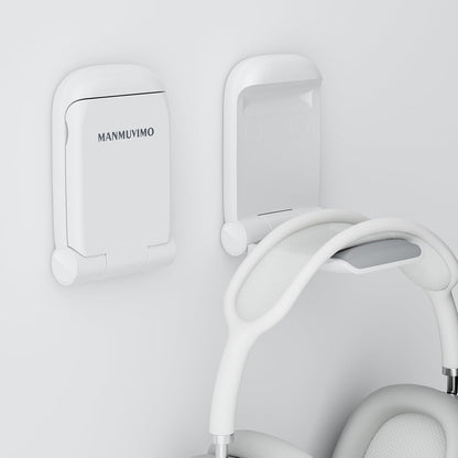 MAMUVIMO Headphone Stand, Headset Stand Foldable ＆ Sticky, Headphone Holder Hook Mount with Non-Slip Silicone, Adhesive Earphone Desk Hanger Clip Space-Saving for Airpods Max, All Earphones- Pink