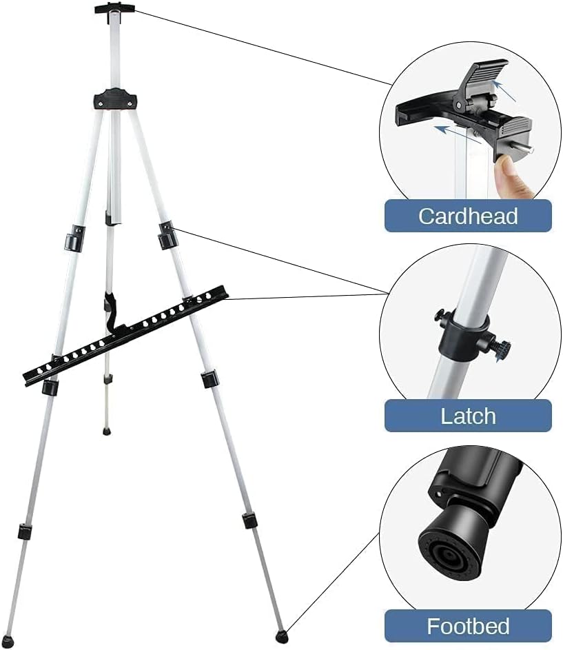 Art Easel Stand for Painting and Sign - RRFTOK 17 to 66 Inch Adjustable Aluminum Tripod Easels for Display, Portable Canvas and Poster Stand with Carry Bag for Beginners, Students and Classroom Use