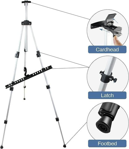 Art Easel Stand for Painting and Sign - RRFTOK 17 to 66 Inch Adjustable Aluminum Tripod Easels for Display, Portable Canvas and Poster Stand with Carry Bag for Beginners, Students and Classroom Use