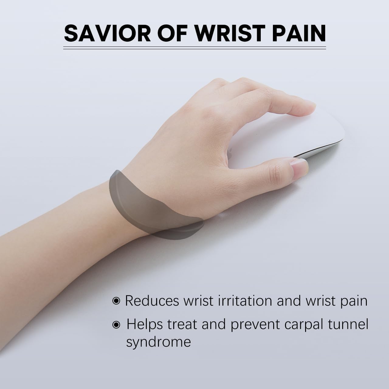 JIKIOU Right-Handed Truly Ergonomic Wrist Rest for Mouse 2 Pack, Carpal Tunnel Support, Pain Relief, Anti-Fatigue, Easy Glide, Office Computer Laptop Gaming Black