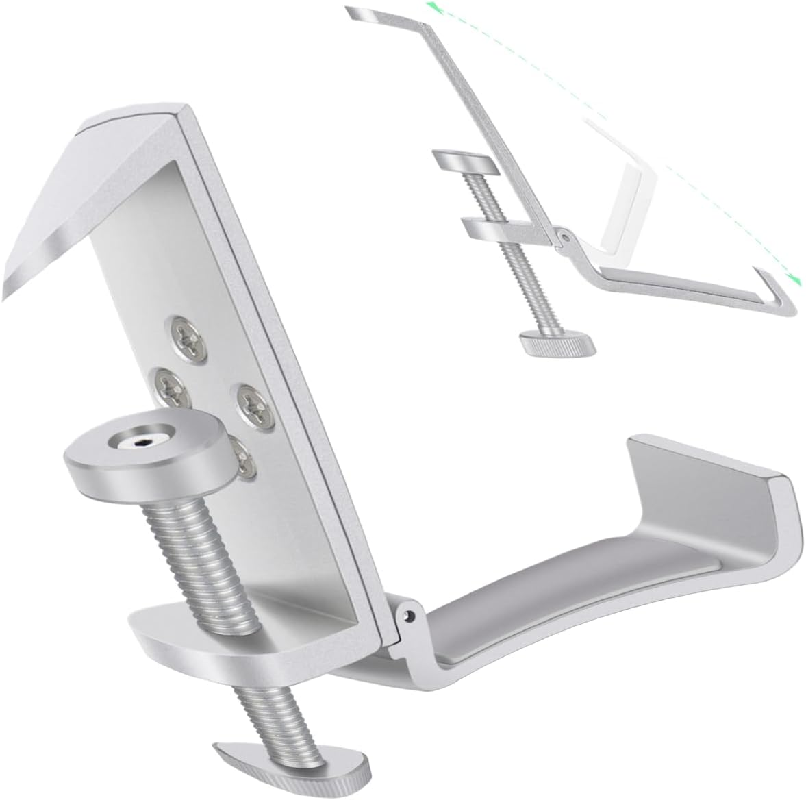 All Aluminum Foldable Headphone Holder for Desk, Headset Stand for Desk,Backpack Holder Hook for Desk,Table Bag Hook,Under Desk Clamp Hook for Gaming PC Accessories,Black