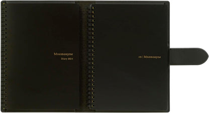 Maruman Mnemosyne Lined Notebook- Vertical A5, 5.83" x 8.27", 70 Sheets / 140 Pages, 7mm College Ruled With Center Line Journal, Perforated Pages & Wire-Bound to Lay Flat, Black, Made in Japan - Colors A