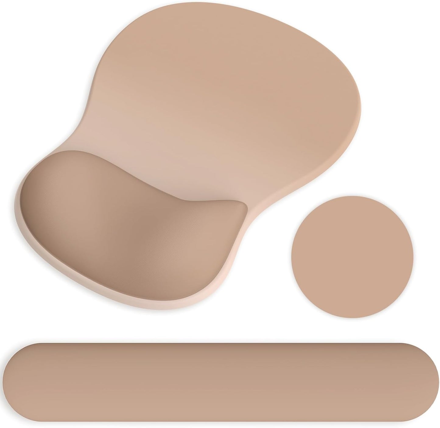 Ergonomic Mouse Pad with Wrist Rest and Keyboard Wrist Rest, Gel Mousepad and Wrist Rest for Computer Keyboard, Pain Relief, Non-Slip PU Base, Mouse Pad with Wrist Support for Gaming, Office, Brown