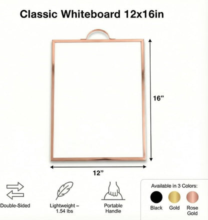 Black Magnetic Dry Erase Whiteboard 12 x 16 Double Sided, Portable Planner Board with Weekly Monthly Sheets, Write and Wipe to Do List Board, Includes 3 Markers Eraser 2 Magnets