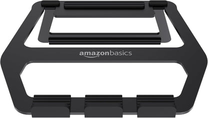 Amazon Basics Aluminum Portable Foldable Laptop Stand with Ventilated Cooling, Anti-Slip Design, Travel-Friendly, for Laptops up to 13", Black