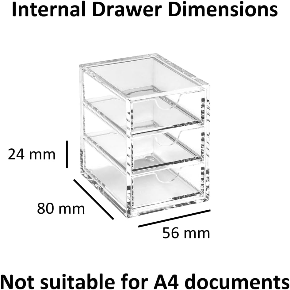 Osco X-Small Clear Acrylic Triple Drawer, (X-Small), A3274