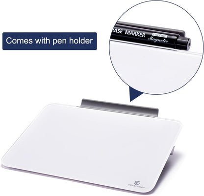 Desktop Glass White Board with Storage ＆ Small Desktop Glass Dry-Erase whiteboard