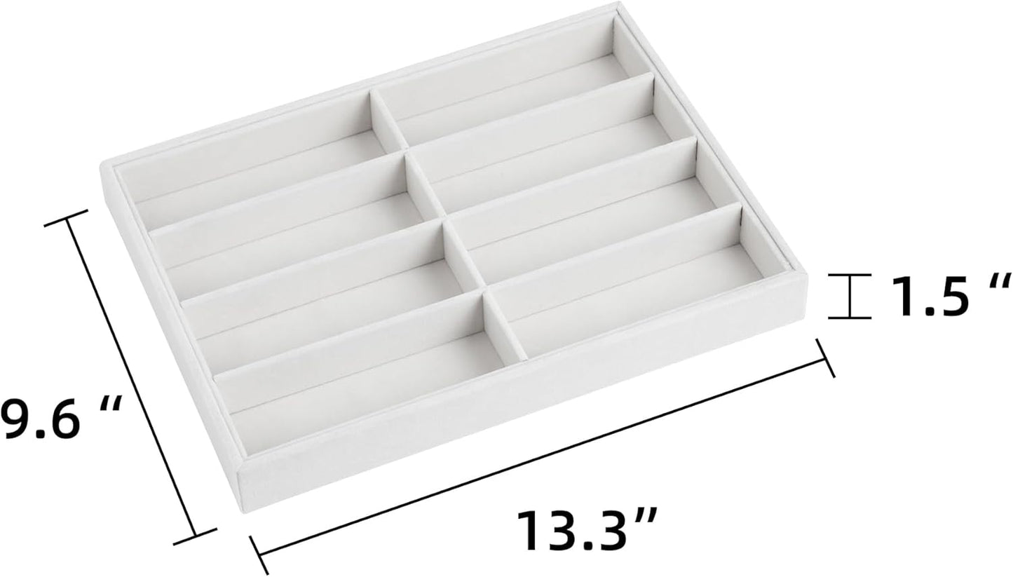 Frebeauty Sunglass Organizer,Velvet Glasses Organizer,8-Slot Sunglasses Tray for Drawer, Men's/Women's Sunglasses Box, Glasses Holder for Watch Stackable Eyeglass/Eyewear Display Tray(Beige)