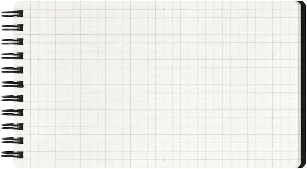 Maruman Mnemosyne Grid Notebook- Horizontal A4 Layout, 8.27" x 11.69", 70 Sheets / 140 Pages, 5mm Graph Paper Journal, Perforated Pages & Wire-Bound to Lay Flat, Black, Made in Japan