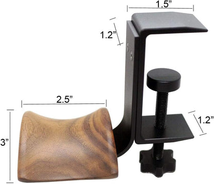 YANGMEI Under-Desk Mount Headphone Hanger Holder Headset Stand Walnut Wood Headphone Rack Hook Desk Tabletop Tape Under-Desk Mount Headphone Hanger Holder for Audio,Studio & Gaming Headphones