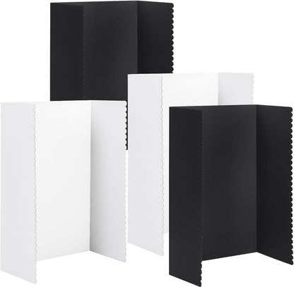 Mooliwe 4 Pack 24" X 16" Trifold Poster Board, Medium Tri Fold Boards Foldable Corrugated Presentation Display Scalloped Borders for Science Fair Events, School Projects, Exhibitions (Macaron)