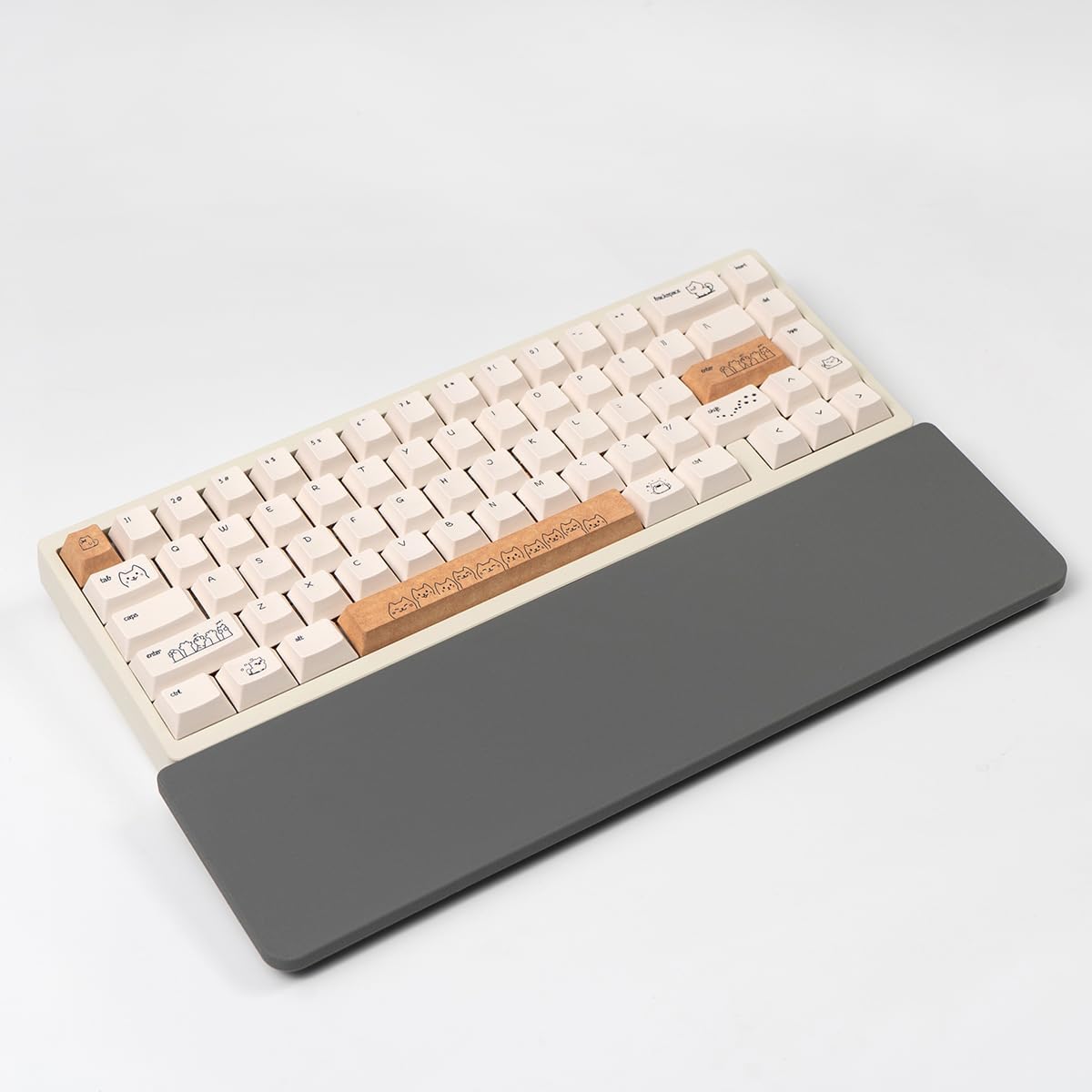 Ergonomic 75% Keyboard Wrist Rest-12.8" Silicone Non-Slip Keyboard Cushion, Computer Wrist Rest, Relief of Hand Pain(Grey)