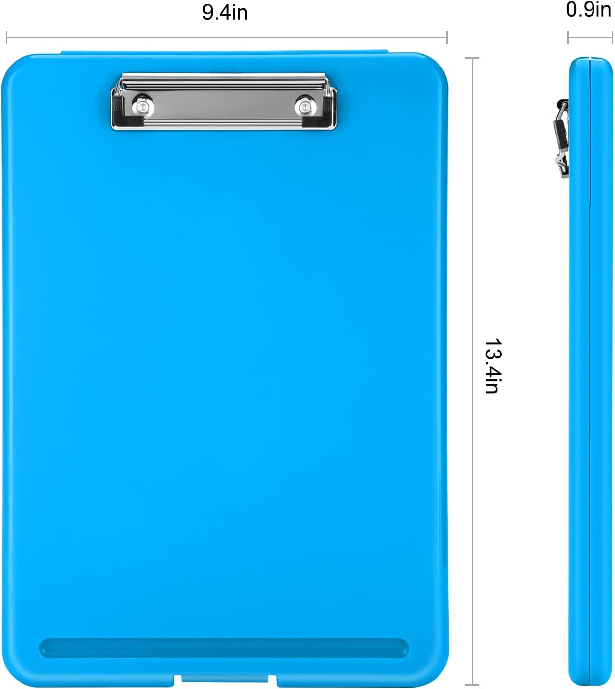 Sooez Clipboard with Storage, Plastic Storage Clipboards with Low Profile Clip, Nursing Clip Boards Foldable, Hanging Clipboard Case for Work, Teacher, Classroom Must Haves, Office School Supplies