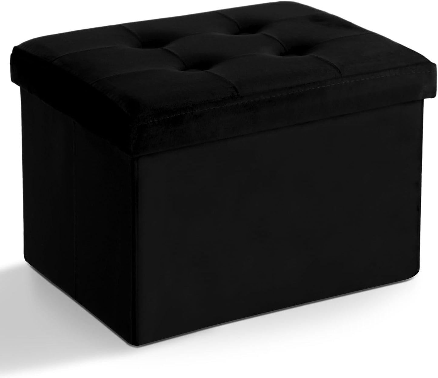 LINMAGCO Ottoman Storage Ottoman with Storage Small Foot Rest Stool Under Desk Stool Short Folding Footrest Linen Cloth Dark Gray 16X12X12IN