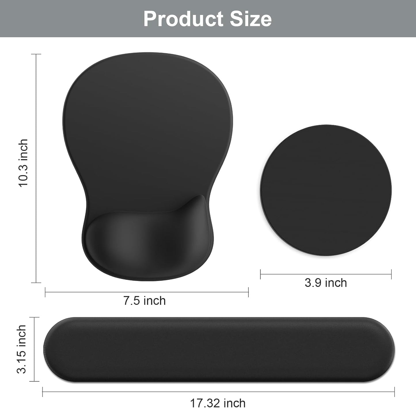 Ergonomic Mouse Pad with Wrist Rest and Keyboard Wrist Rest, Gel Mousepad and Wrist Rest for Computer Keyboard, Pain Relief, Non-Slip PU Base, Mouse Pad with Wrist Support for Gaming, Office, Brown