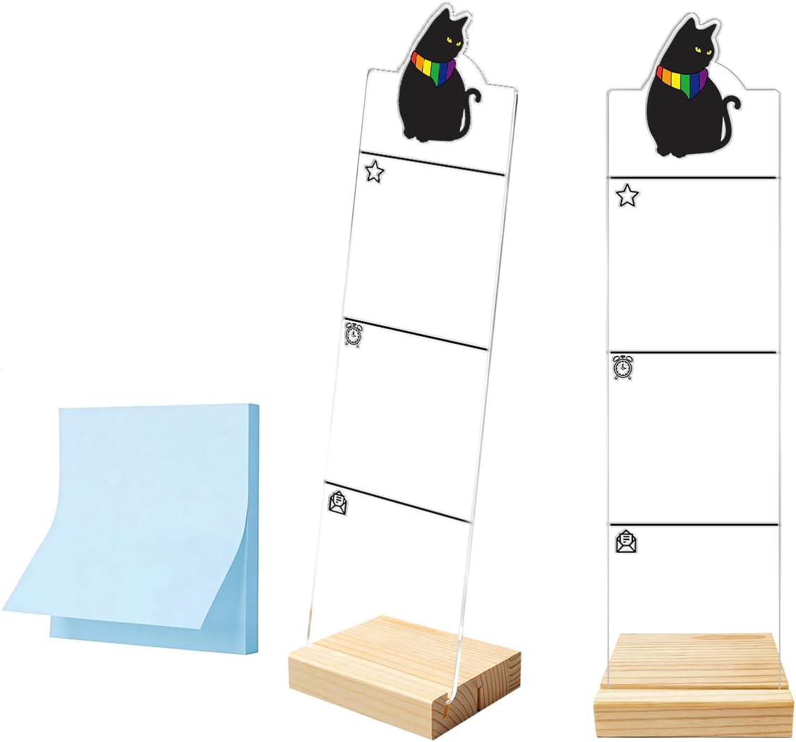 Monitor Memo Board Computer Monitor Memo Board Sticky Note Organizer Kidney Acrylic Desk Accessories Removable Wooden Base Set Sticky Notes 100 Sheets 11.8×3.1 inches