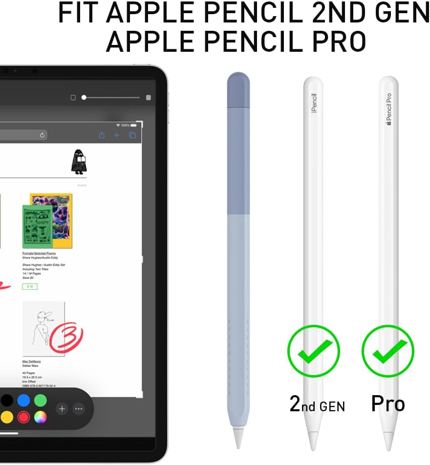 Delidigi for Apple Pencil Pro Case (2024) & Apple Pencil 2nd Generation Sleeve,Soft Silicone Grip Cover,Magnetic Charging Compatible,Double Tap Support,Gradient Color Design