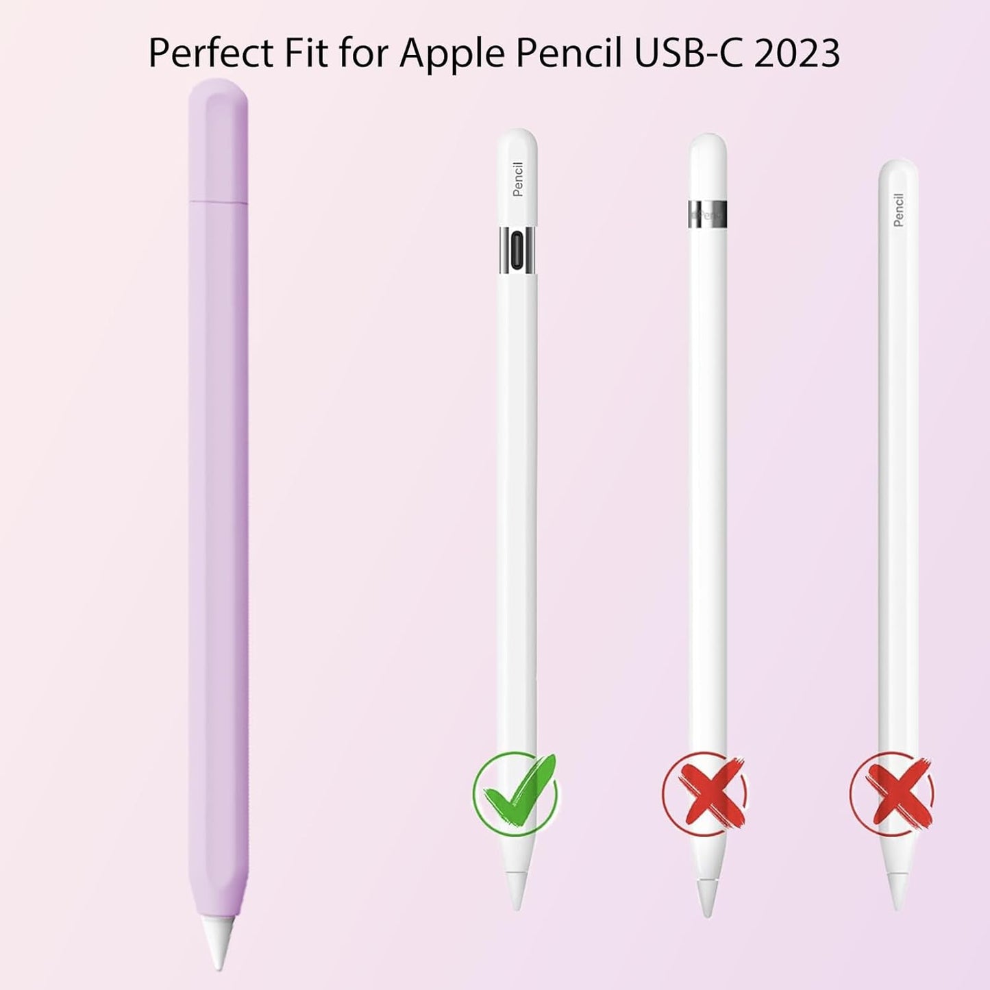 KELIFANG Silicone Case Sleeve Cover for Apple Pencil (USB-C) 2023, Cute Pink Protective Skin iPad Pencil Holder, Anti-Slip Grip Accessories Compatible with Apple Pencil 3rd Generation