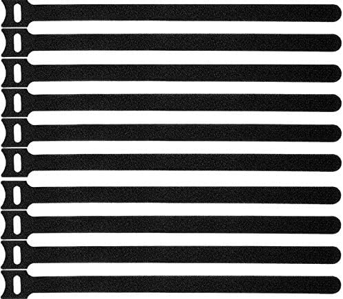 50 Pcs Reusable Fastening Cable Ties, Microfiber Cloth 12 Inch Hook and Loop Cord Ties, Black