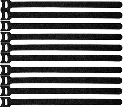 50 Pcs Reusable Fastening Cable Ties, Microfiber Cloth 12 Inch Hook and Loop Cord Ties, Black