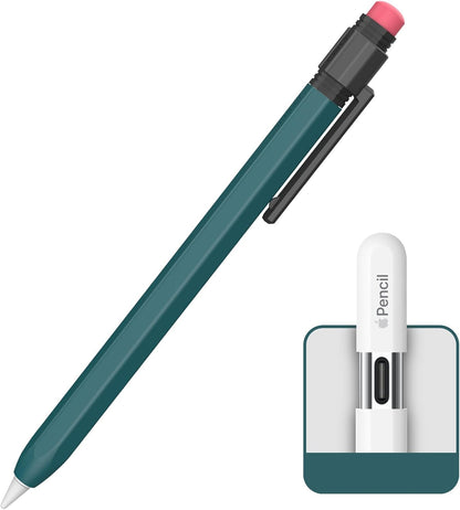 TRONWIN Apple Pencil USB C Case,Silicone Sleeve Protective Cover Perfect Grip Skin Classic Design with Sturdy Clip Compatible with Apple Pencil USB-c for ipad pro (Deep Grey)