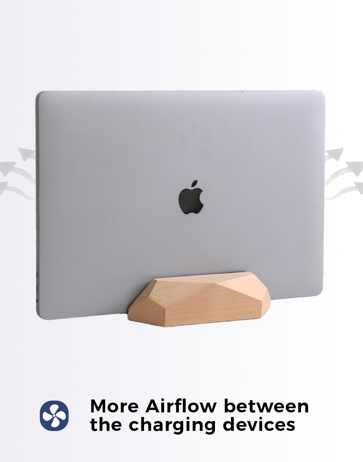 Dual Laptop Holder Adjustable Vertical Laptop Stand, 2 Slots MacBook Stand Wood,Wooden Laptop Stand,Vertical Laptop Holder for Desk, Widen Dock Fits All MacBook/Surface pro