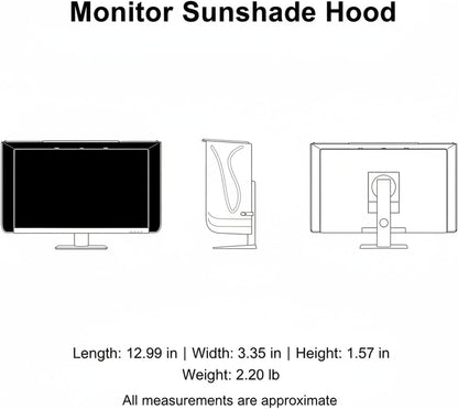 13-Inch Monitor Sunshade Hood, Adjustable PU Leather Screen Visor for Bright Offices, Black