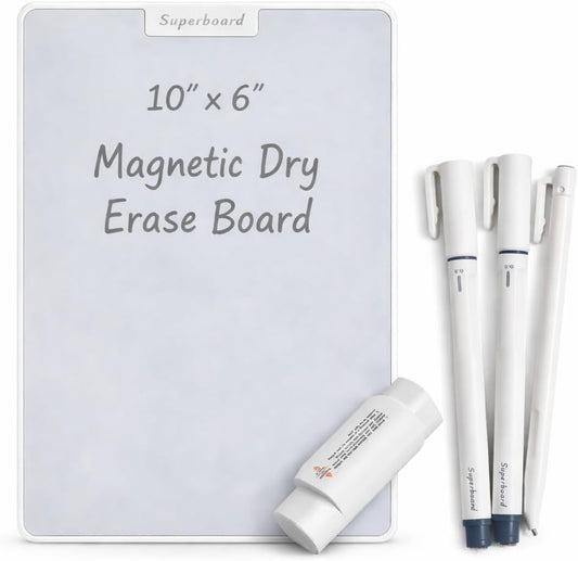 UNCLE BOARD 10 inch x 6 inch Dry Erase Board, Magnetic Small White Board with 3 Magnetic Pens, Portable Student Whiteboard - Perfect for Planning, Drawing, Memos, to-Do Lists.