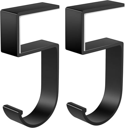 2PCS Heavy Duty Purse Hook for Table, Portable 5-Shaped Handbag Hanger for Desk, Non-Slip Alloy Bag Holder for Umbrellas, Backpacks, Office and Dining Use (Black)