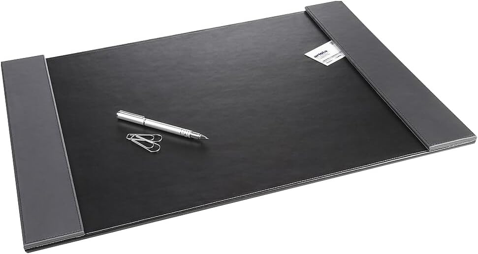 Artistic Monticello Executive Desk Pad, Smooth Writing Desk Mat That Protects Desktop from Scratches & Stains, 24" x 19", Black/Gray