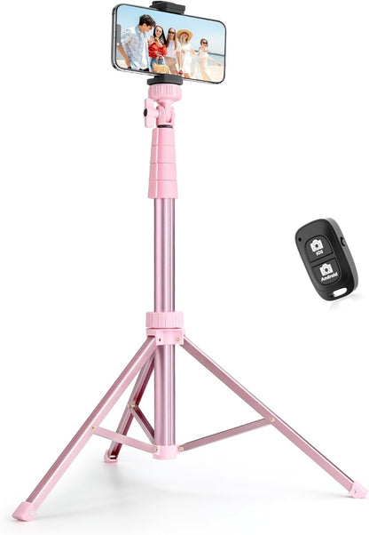 SENSYNE 62" Phone Tripod & Selfie Stick, Extendable Cell Phone Tripod Stand with Wireless Remote and Phone Holder, Compatible with iPhone Android Phone, Camera