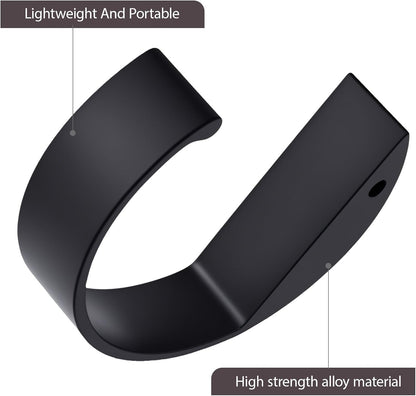 2PCS C Shape Purse Hook for Table, Portable Desk Handbag Hanger, Non-Slip Heavy Duty Bag Holder for Office and Dining Use，High-Strength Aluminum Alloy Material (2 Black)