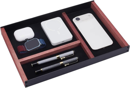 INFUNLY Walnut Pen Gift Box 7.5x3.2x0.8 Inches Brown Pen Case with Velvet Padding Ballpoint Pen Box Wood Lid Jewelry Display Case Rectangle Pen Tray for Jewelry Birthday Gift Souvenir Business Gift