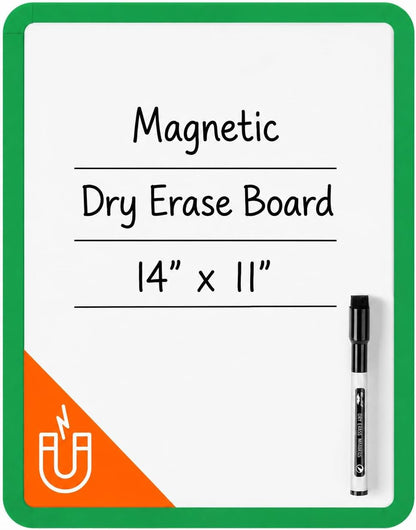 Mr. Pen- Dry Erase Board, 14” x 11” with a Black Dry Erase Marker, White Frame, Small Mini White Board for Students, Fridge, Wall, Locker, Includes Double Sided Tapes